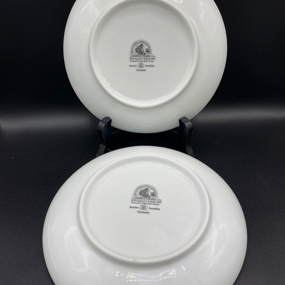 ReutterFlower Fairies side plates x2 white porcelain, gold rims. Germany 2006 - Picture 5 of 5